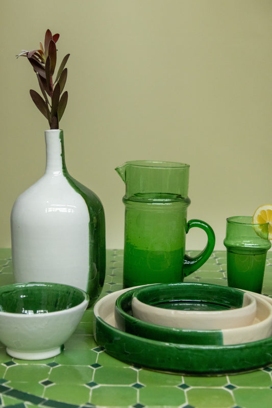 Green Plate with edge- Hand-painted Morocco