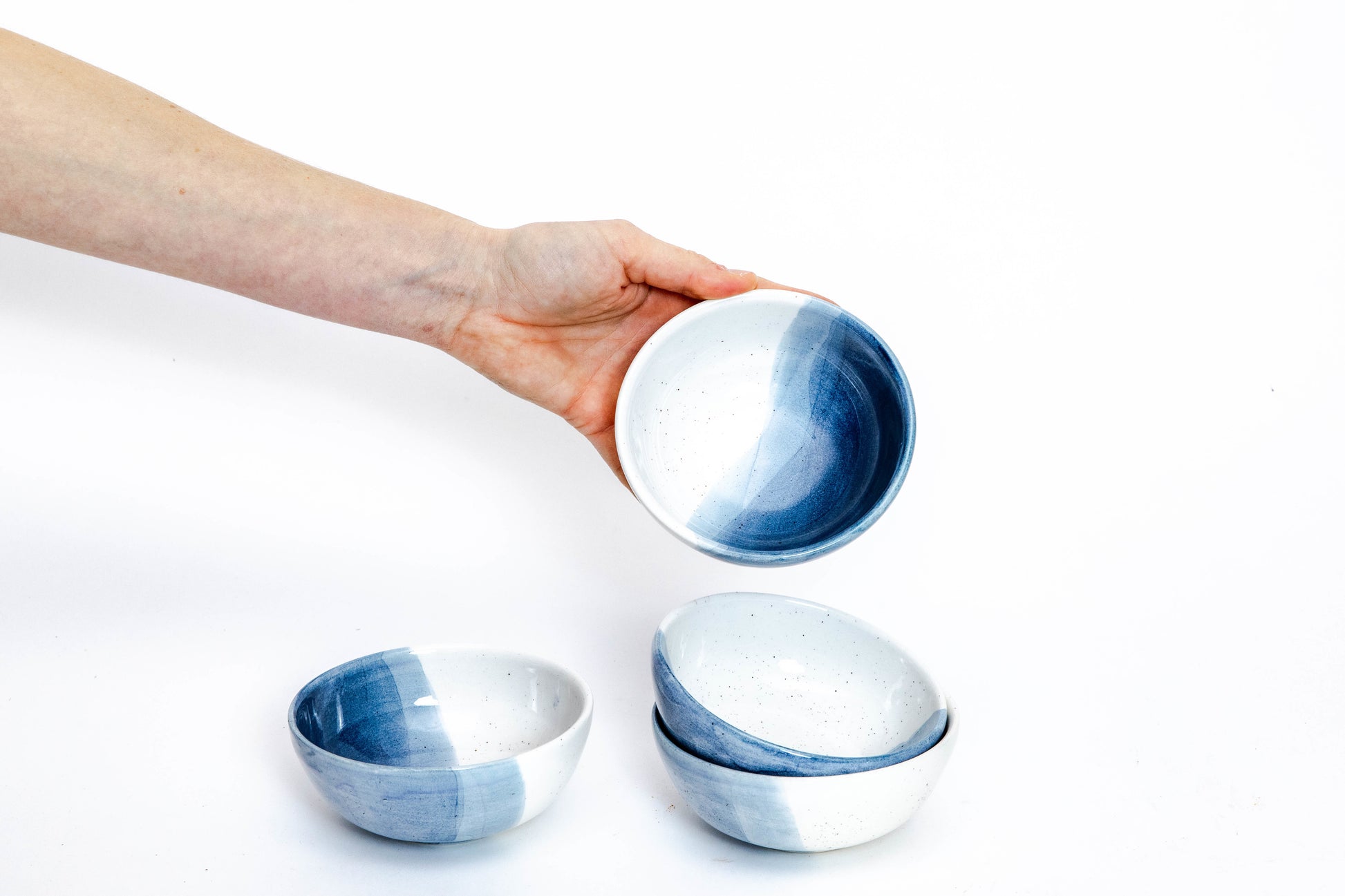 bowl - ceramic blue, handmade in Colombia with hand painted details