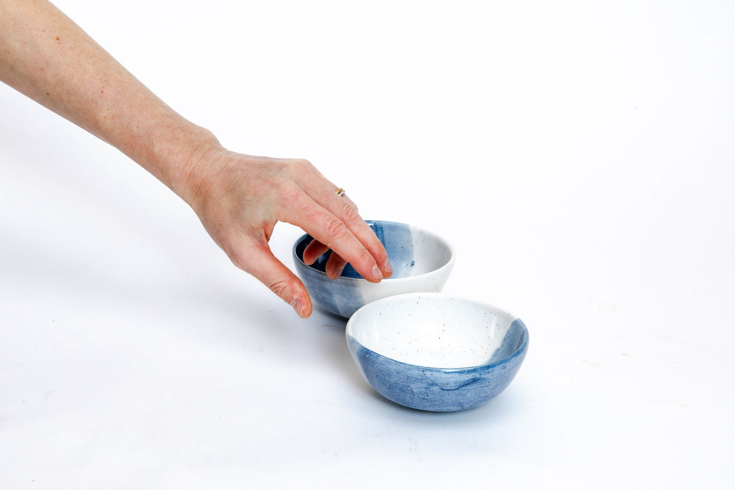 bowl - ceramic blue, handmade in Colombia with hand painted details