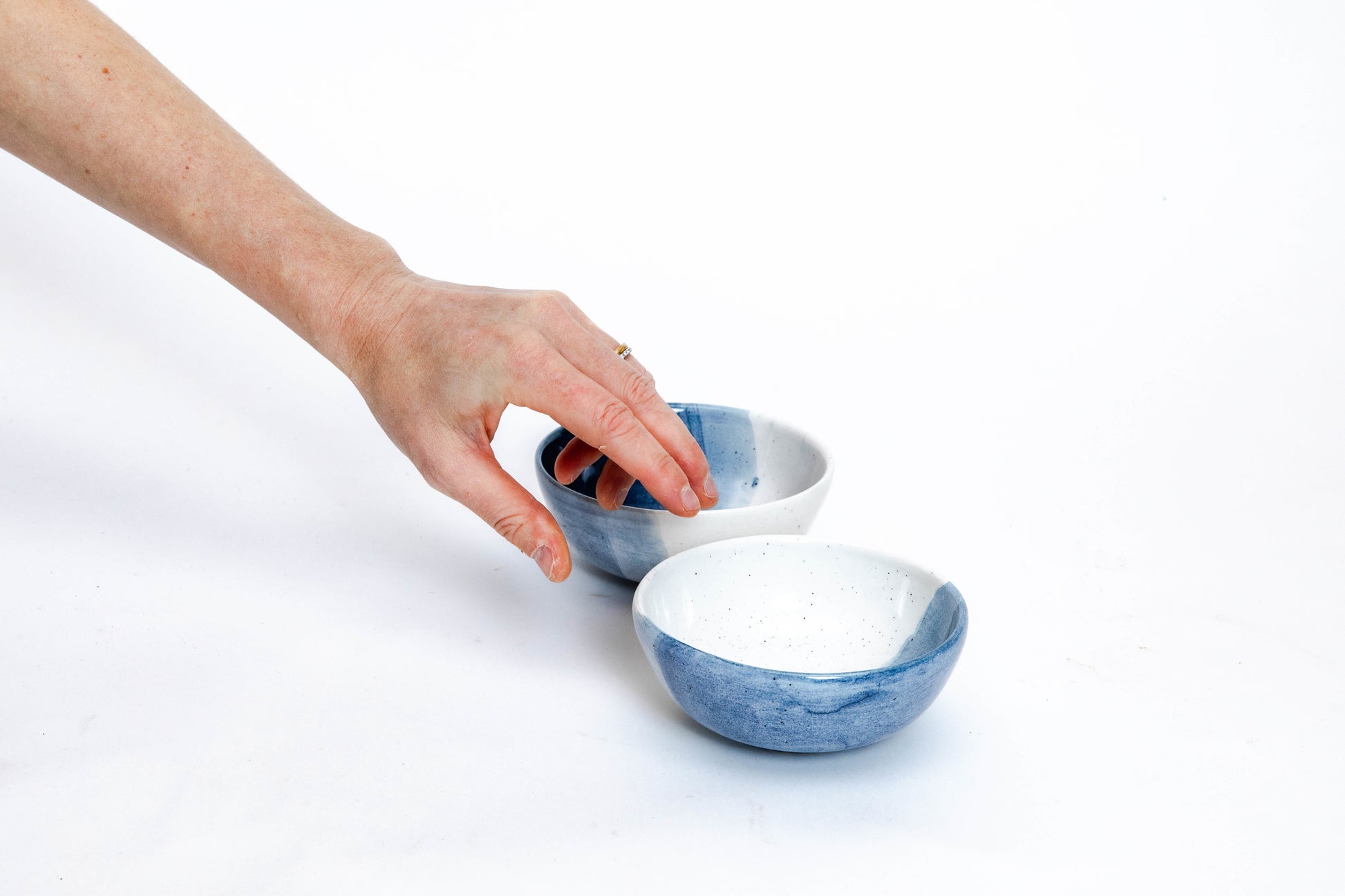 bowl - ceramic blue, handmade in Colombia with hand painted details