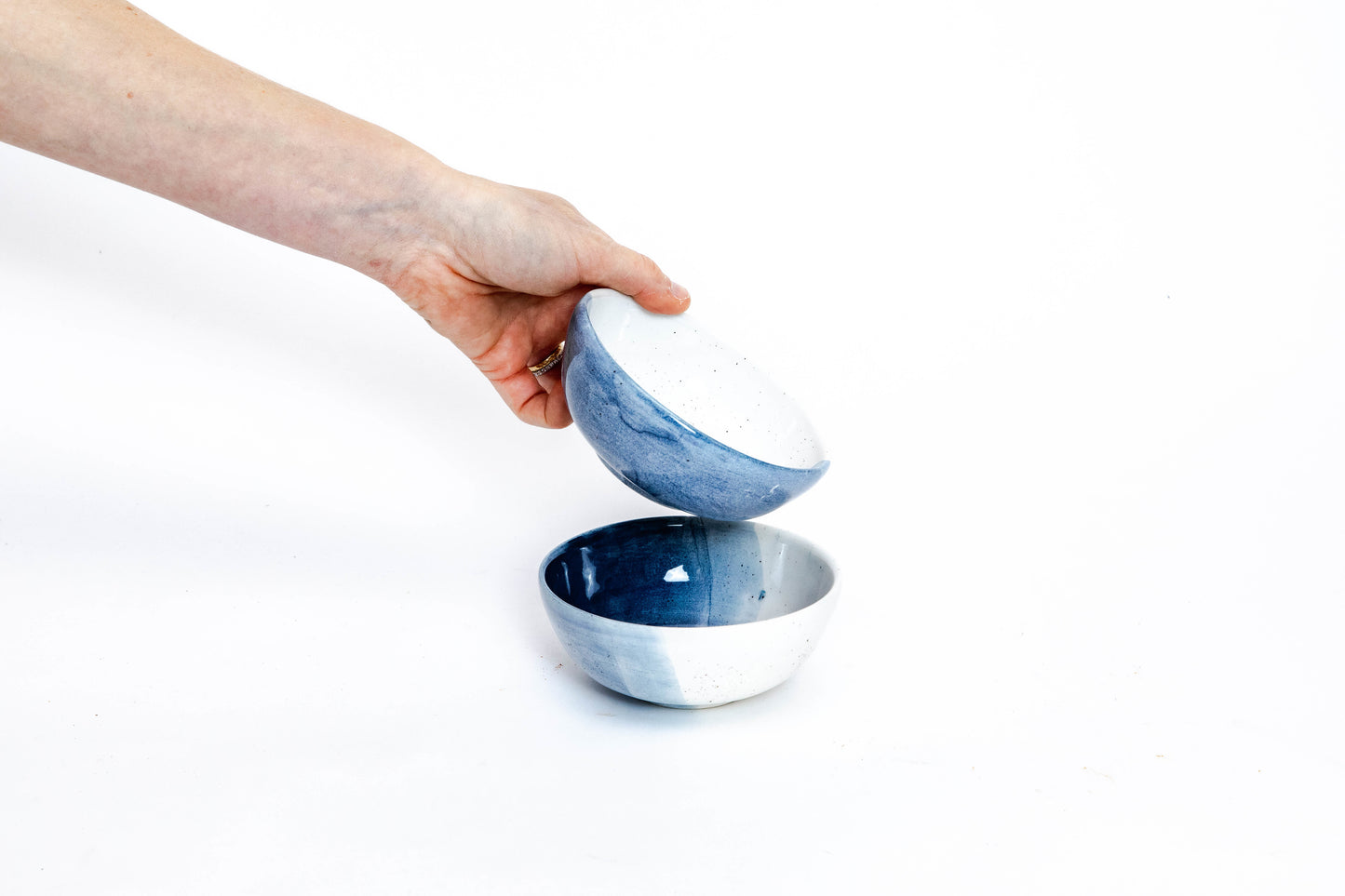 bowl - ceramic blue, handmade in Colombia with hand painted details