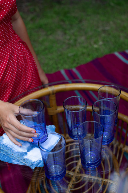 Moroccan Tall Blue Glass- 6