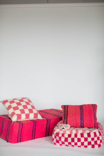 Moroccan Double Striped Pouf/Ottoman Cover