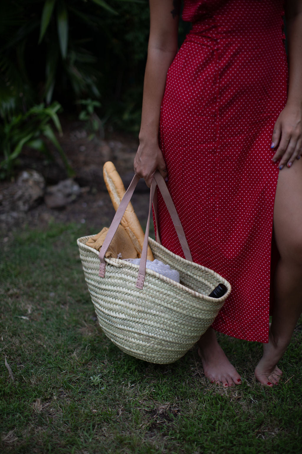 Palm & Leather Market Bag