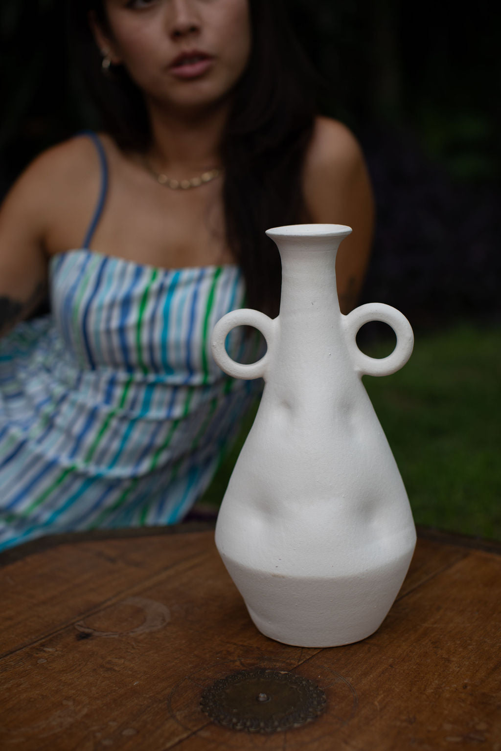 White Unglazed Ceramic Vase Morocco