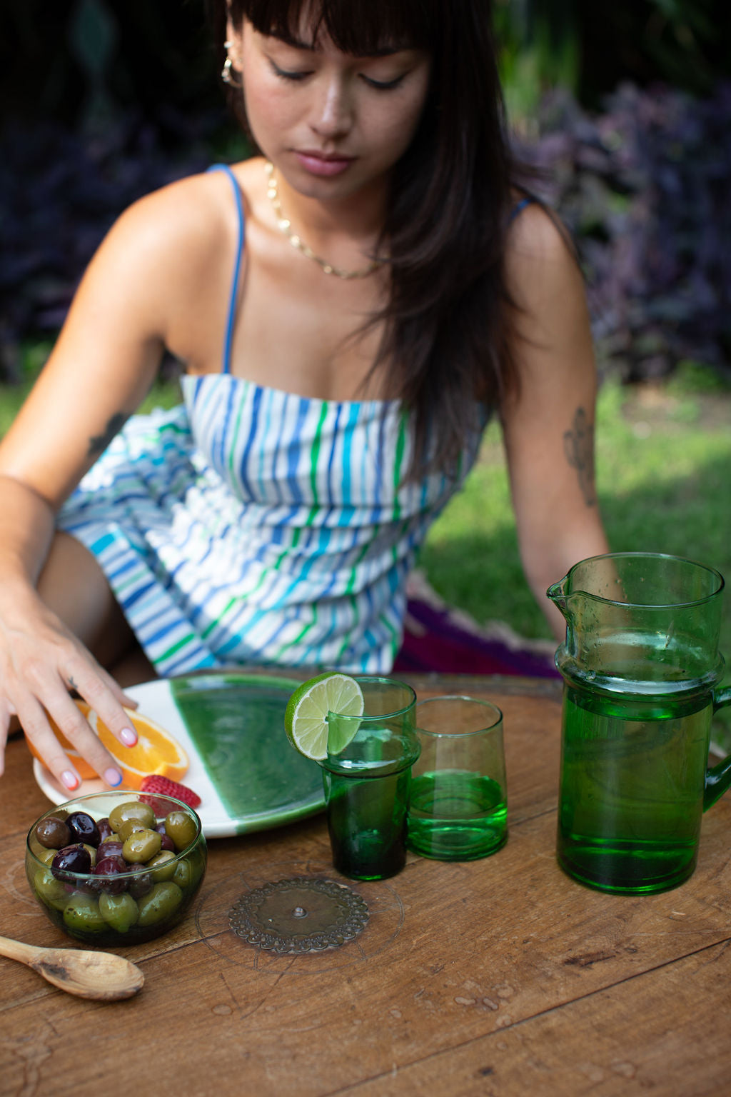 Green Plate - Hand-painted Morocco