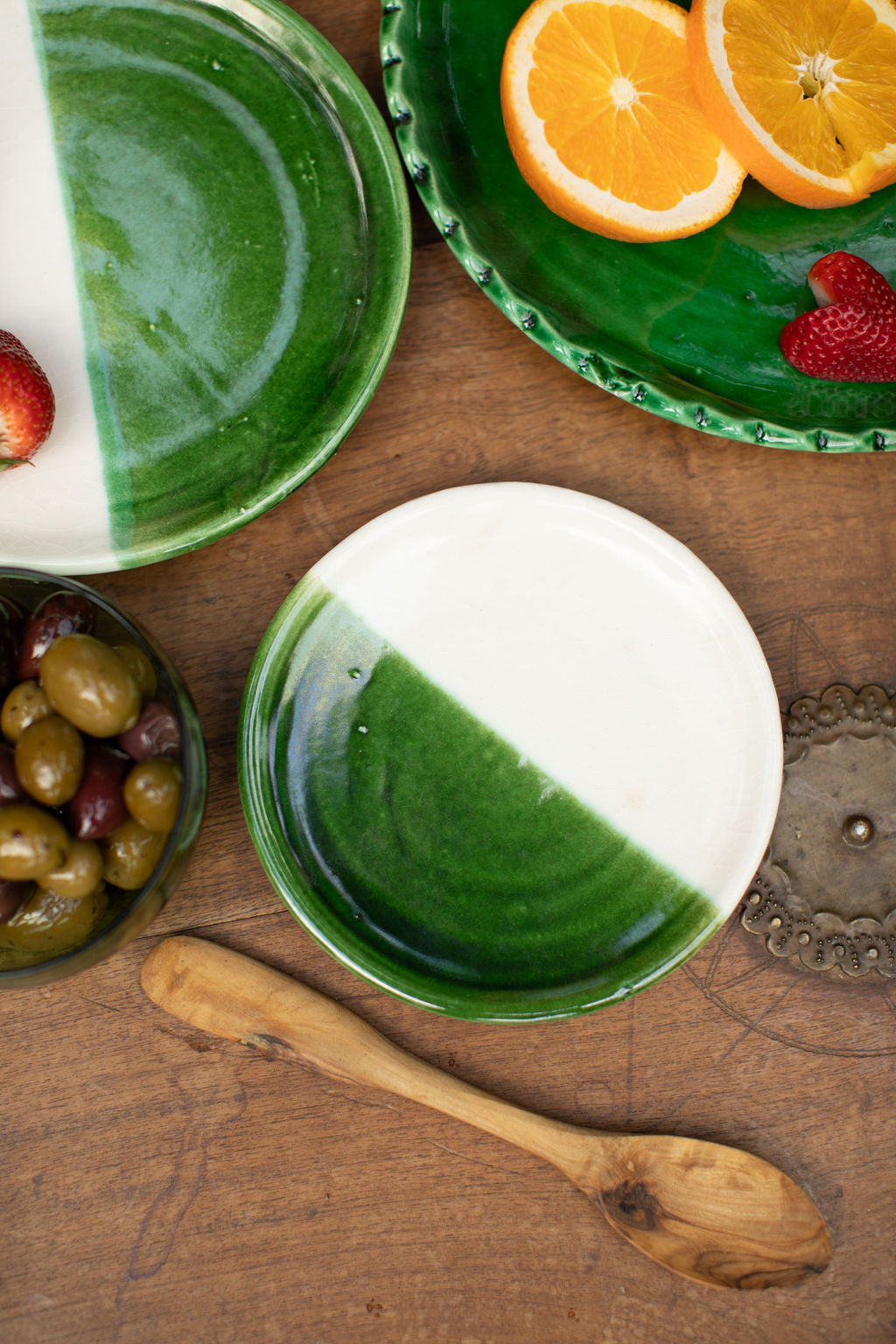 Green Plate - Hand-painted Morocco