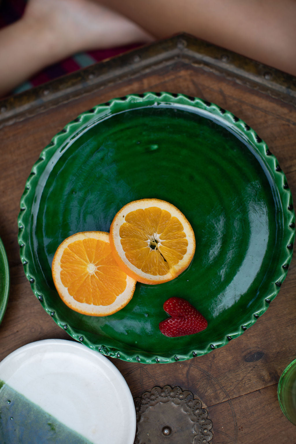 Green Sun Plate - Hand-painted Morocco