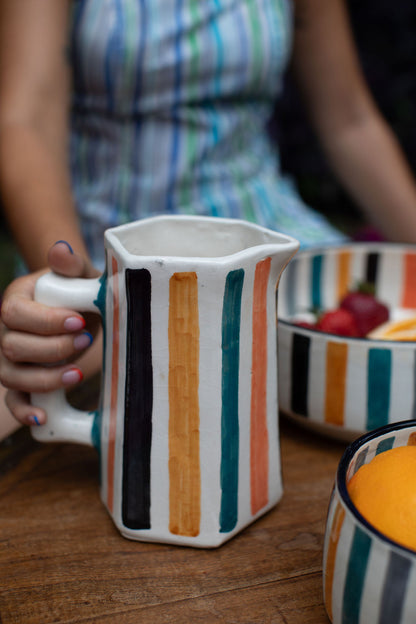 Ceramic Striped Pitcher