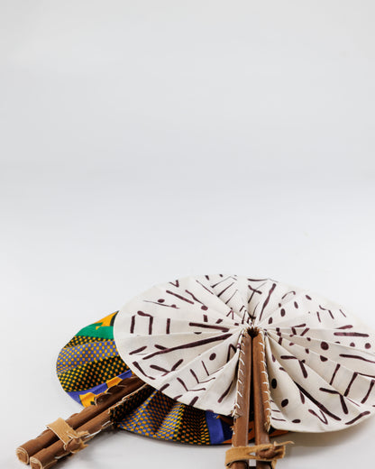 Fan - folds up for convenient storage, made out of African wax fabric