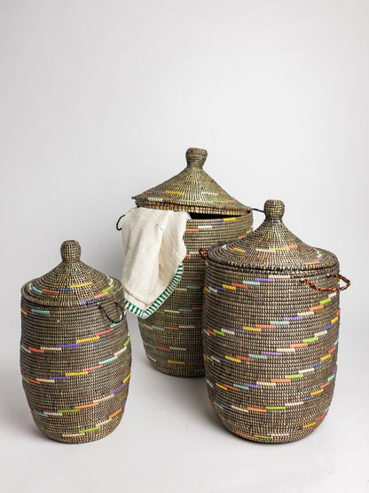 Baskets - 3 nesting sizes with design and handmade in West Africa