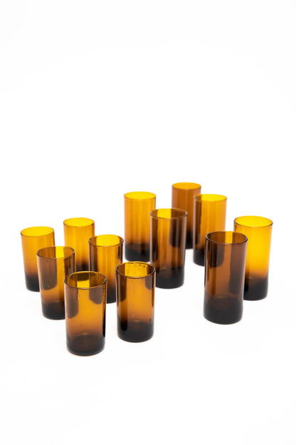 Glass (Tall, Amber) Set of 12, handblown in Bogota, Colombia