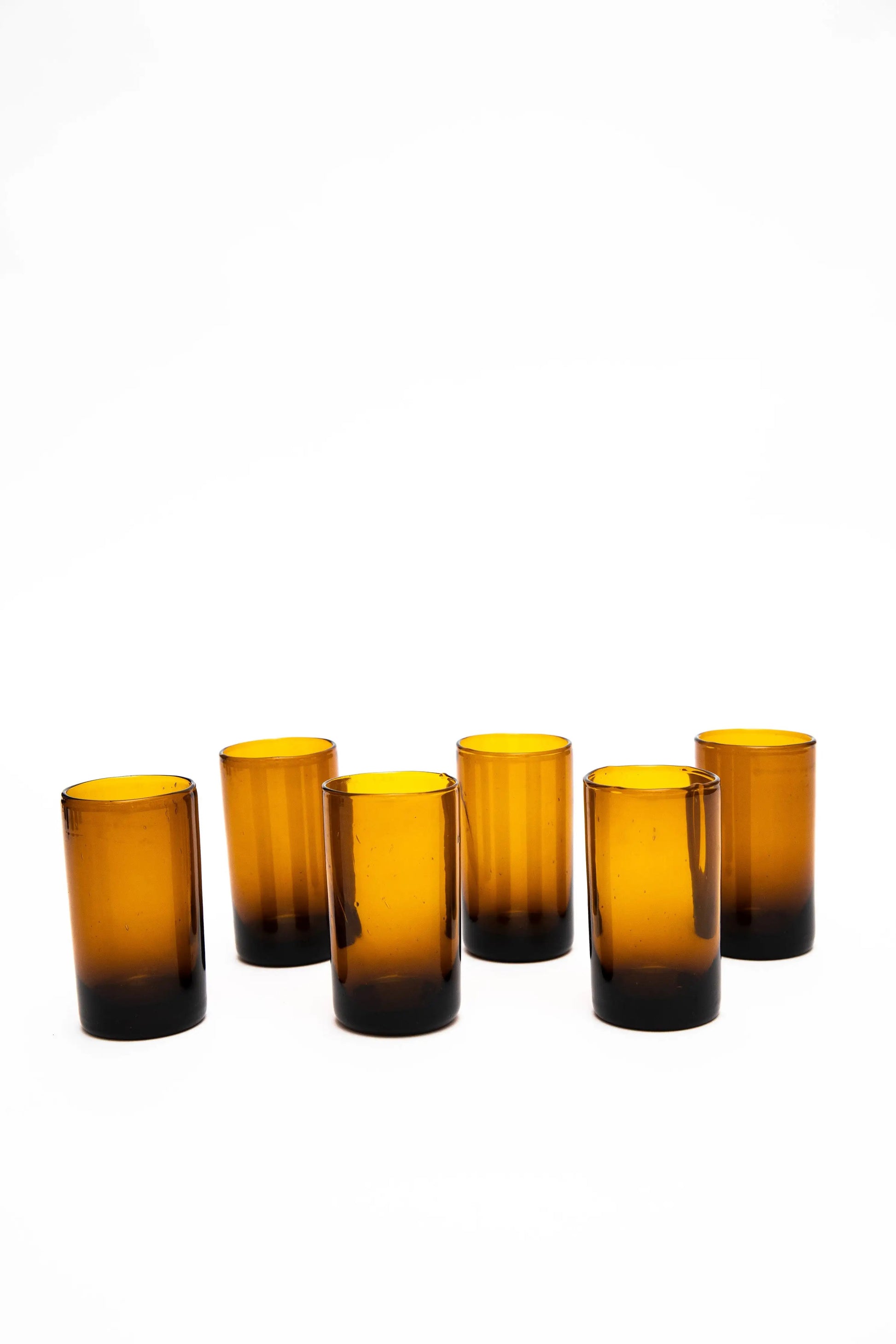 Glass (Tall, Amber) Set of 12, handblown in Bogota, Colombia