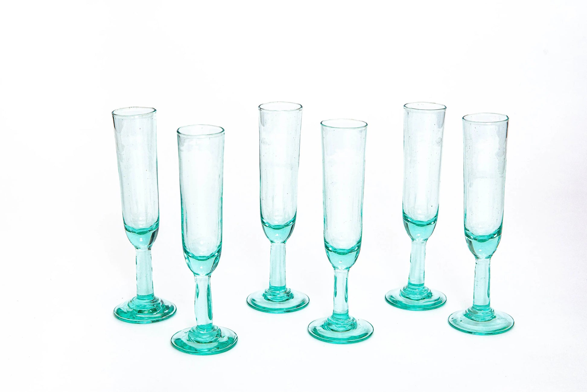 Champagne Flute, set of 6, handblown in Bogota, Colombia